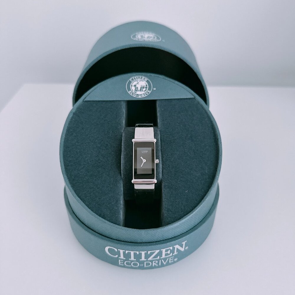 NWT Citizen Eco-Drive Silhouette Black Dial Bangle Watch (EG2450-53E)